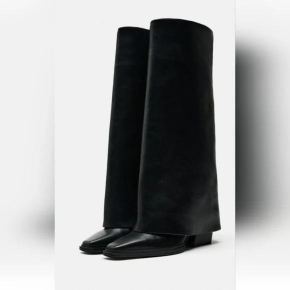 ZARA HEELED KNEE GAITER BOOTS - Picture 4 of 8
